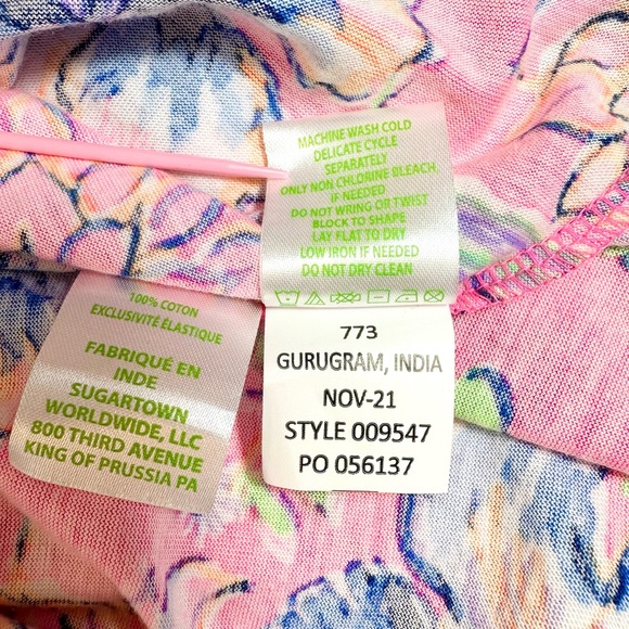 Lilly Pulitzer Lessa Top, Pink Isle Last Bud Not Least - Picture 14 of 14